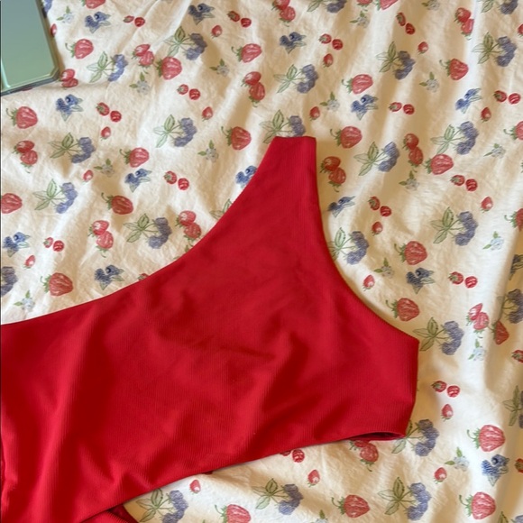 Beach Riot Ribbed Red One-Shoulder Swimsuit - Picture 2 of 3
